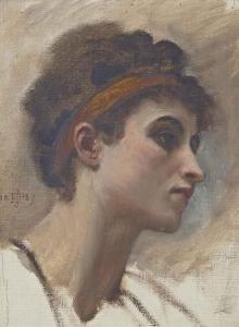Edward John Poynter - Head Study Of A Young Girl In Profile