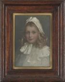 PRATT William Portrait Of Muriel Calder, Bust-length, In A White Dress And Bonnet PRATT William Portrait Of Muriel Calder, Bust-length, In A White Dress And Bonnet
