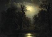 PRESS Otto A Nocturnal Landscape With Deer Beside A Pond PRESS Otto A Nocturnal Landscape With Deer Beside A Pond