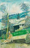 PRESSMANE Joseph Jeune Fille Assise Dans Un Paysage PRESSMANE Joseph Jeune Fille Assise Dans Un Paysage