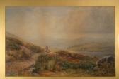 PRIDE Samuel Highland Landscape With Old Lady And Dog On A Track PRIDE Samuel Highland Landscape With Old Lady And Dog On A Track