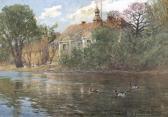 PROKOFIEF A. Russische Flusslandschaft Mit Enten. PROKOFIEF A. Russische Flusslandschaft Mit Enten.