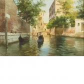 PROSDOCIMI Alberto Gondolier In A Shady Venetian Canal PROSDOCIMI Alberto Gondolier In A Shady Venetian Canal