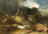 PYNE James Baker Boy Fishing By A Watermill PYNE James Baker Boy Fishing By A Watermill