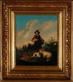RABENDING Fritz A Young Shepherdess With Three Sheep RABENDING Fritz A Young Shepherdess With Three Sheep