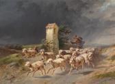 RAFFALT Johann Gualbert Flight Of A Shepherd With His Sheep From An Oncoming Storm RAFFALT Johann Gualbert Flight Of A Shepherd With His Sheep From An Oncoming Storm