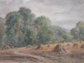RAMSEY William Wooded Landscape With Corn Stooks And Figures RAMSEY William Wooded Landscape With Corn Stooks And Figures