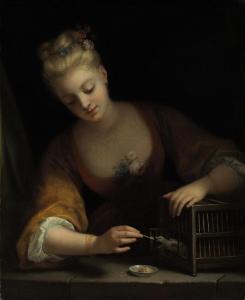 Jean Raoux - Jeune Fille Faisant Manger Des Oiseaux