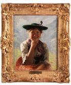 RAU Emil Portrait Einer Jungen Bäuerin Im Dirndl RAU Emil Portrait Einer Jungen Bäuerin Im Dirndl