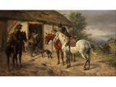 RAUBER Wilhelm Carl Soldaten Vor Einer Bauernhütte RAUBER Wilhelm Carl Soldaten Vor Einer Bauernhütte