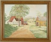 REID ROLAND E. Country Landscape With House And Barn REID ROLAND E. Country Landscape With House And Barn