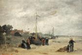 REIDER M. Figures And A Ship By The Sea REIDER M. Figures And A Ship By The Sea