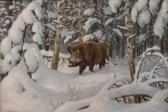 REIMANN Friedrich Wildschwein In Winterlandschaft REIMANN Friedrich Wildschwein In Winterlandschaft