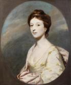 REYNOLDS Joshua Portrait Of Miss Taylor, Daughter Of Archdeacon John Taylor, Half-length, In A White Dress With A Pink Shawl, In A Painted Oval REYNOLDS Joshua Portrait Of Miss Taylor, Daughter Of Archdeacon John Taylor, Half-length, In A White Dress With A Pink Shawl, In A Painted Oval