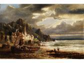 REZIA Felice Auguste Abendliche Küstenlandschaft Beistürmischer Brandung REZIA Felice Auguste Abendliche Küstenlandschaft Beistürmischer Brandung