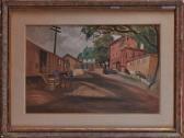 RIBAK Louis Street Scene With Railroad Car RIBAK Louis Street Scene With Railroad Car
