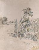 RIBARZ Rudolf Federzeichnung Sonnenblumen RIBARZ Rudolf Federzeichnung Sonnenblumen