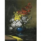 RIBOT Germain Theodore Flowers In A Blue Vase RIBOT Germain Theodore Flowers In A Blue Vase