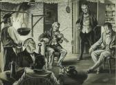 RICE Norman Tavern Scene. Signed Lower Right Norman Brice RICE Norman Tavern Scene. Signed Lower Right Norman Brice