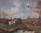 RICHARD DENEW Extensive Landscape With Huntsman Upon Horseback, Caravan And Stag RICHARD DENEW Extensive Landscape With Huntsman Upon Horseback, Caravan And Stag