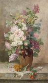 RICHARD Pierre Louis Lilac And Roses In A Vase RICHARD Pierre Louis Lilac And Roses In A Vase