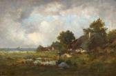 RICHET Leon Landscape With Farmstead And Pond RICHET Leon Landscape With Farmstead And Pond