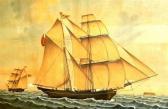 RICHTER Adolf Heinrich Ship's Portrait Watercolor, "silence Of Nevin RICHTER Adolf Heinrich Ship's Portrait Watercolor, "silence Of Nevin