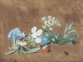 RICHTER Therese Stilleben Mit Blumen, Erdbeere Und Insekt RICHTER Therese Stilleben Mit Blumen, Erdbeere Und Insekt