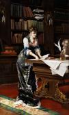 RICHTER Thomas Jakob Junge Frau Bei Der Lektüre In Einem Bibliotheksraum RICHTER Thomas Jakob Junge Frau Bei Der Lektüre In Einem Bibliotheksraum