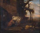 RICKETTS FREDERICA L Paesaggio Con Pastori E Armenti Presso Un Casolare RICKETTS FREDERICA L Paesaggio Con Pastori E Armenti Presso Un Casolare