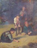 RIDER B.A. Four Boys Playing Marbles In A Yard RIDER B.A. Four Boys Playing Marbles In A Yard