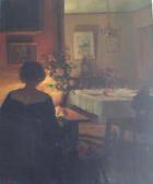 RIEDER Marcel Femme À La Lecture Dans Un Intérieur Le Soir RIEDER Marcel Femme À La Lecture Dans Un Intérieur Le Soir