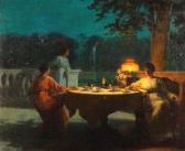 RIEDER Marcel Femmes Dinant Sur La Terrasse RIEDER Marcel Femmes Dinant Sur La Terrasse