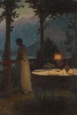 RIEDER Marcel Jeune Femme Pensive Sur Une Terrasse Au Clair De Lune RIEDER Marcel Jeune Femme Pensive Sur Une Terrasse Au Clair De Lune