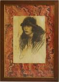 RIETTI Arturo Portrait Of A Woman With Hat And Fur Stole RIETTI Arturo Portrait Of A Woman With Hat And Fur Stole