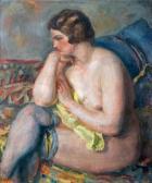 RIOU Louis Adolphe Jeune Femme Aux Bas Noirs RIOU Louis Adolphe Jeune Femme Aux Bas Noirs
