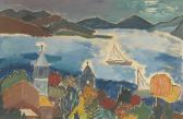 RIVERS Larry Painting Of An Italian Bay From A Postcard RIVERS Larry Painting Of An Italian Bay From A Postcard