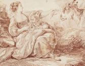 ROBERT Hubert Femme Assise Avec Un Jeune Garçon ROBERT Hubert Femme Assise Avec Un Jeune Garçon