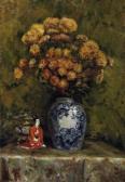 ROBERT Paul T. A Bouquet Of Asters In A Vase, Next To It Chinese Porcelain ROBERT Paul T. A Bouquet Of Asters In A Vase, Next To It Chinese Porcelain