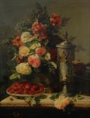 ROBIE Jean Baptiste Claude Floral Still Life With Strawberries And Tankard ROBIE Jean Baptiste Claude Floral Still Life With Strawberries And Tankard
