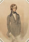 ROCHARD DE NANTES Simon Jacques A Gentleman, Wearing Double-breasted Greyfrock Coat With Black Collar Over Brown Waistcoat And White Shirtwith High Tied Stock And Trousers, Holding A Top Hat In His Lefthand. ROCHARD DE NANTES Simon Jacques A Gentleman, Wearing Double-breasted Greyfrock Coat With Black Collar Over Brown Waistcoat And White Shirtwith High Tied Stock And Trousers, Holding A Top Hat In His Lefthand.