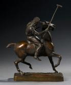 ROCHE Walter A Bronze Figural Group Of A Polo Player ROCHE Walter A Bronze Figural Group Of A Polo Player