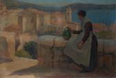 Roger Georges Femme À La Cruche Dans Un Paysage Méditerrannéen Roger Georges Femme À La Cruche Dans Un Paysage Méditerrannéen