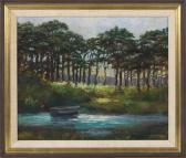 ROGERS Wendell M. Skiff Along A Tree-lined Cape Cod Landscape ROGERS Wendell M. Skiff Along A Tree-lined Cape Cod Landscape