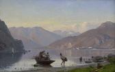 ROHDE Frederik Nils Abendstimmung Am Lago Di Garda Mit Reisig Sammelnden Bauern ROHDE Frederik Nils Abendstimmung Am Lago Di Garda Mit Reisig Sammelnden Bauern