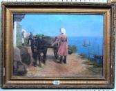 ROLLASON William Alfred Girl With A Donkey And Cart By The Shore ROLLASON William Alfred Girl With A Donkey And Cart By The Shore