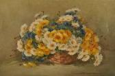 ROMANELLI Still Life Of Yellow And White Flowers In A Basket ROMANELLI Still Life Of Yellow And White Flowers In A Basket