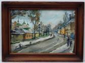 ROMANENKO L European Town With Onion Topped Church ROMANENKO L European Town With Onion Topped Church