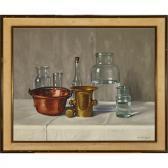 ROMEK Arpad Still Life With Bottles, Brass And Copper ROMEK Arpad Still Life With Bottles, Brass And Copper