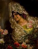 ROSA de la Manuel Mujer Con Mantilla En El Balcón ROSA de la Manuel Mujer Con Mantilla En El Balcón